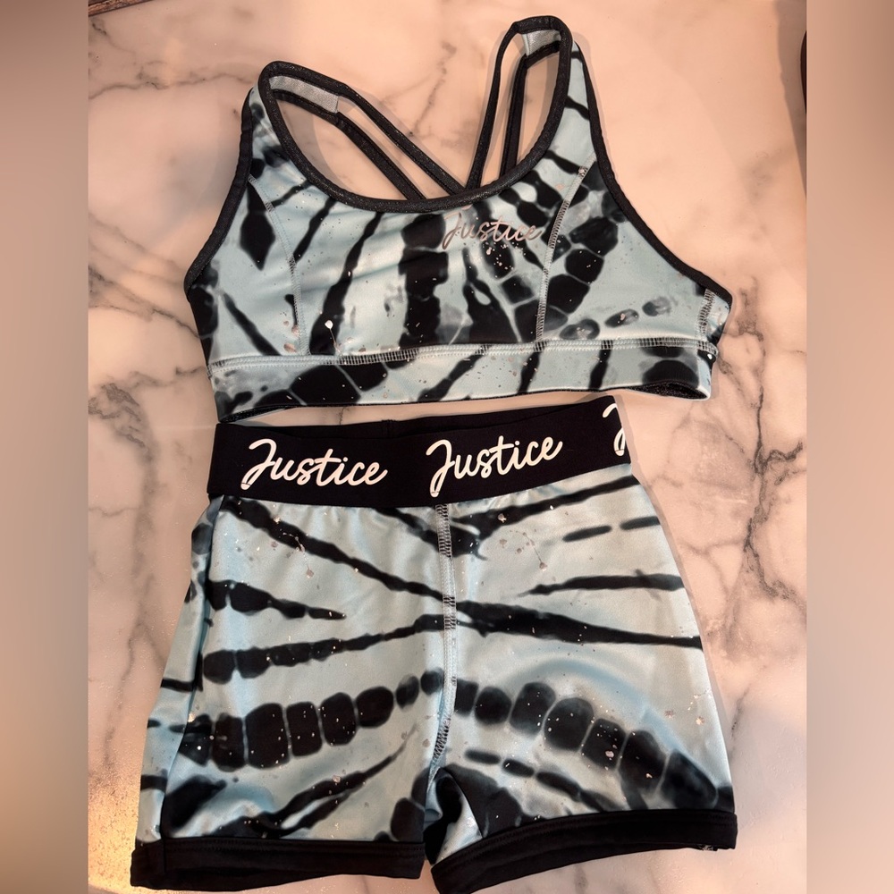 Justice girls athletic set sports bra and shorts
